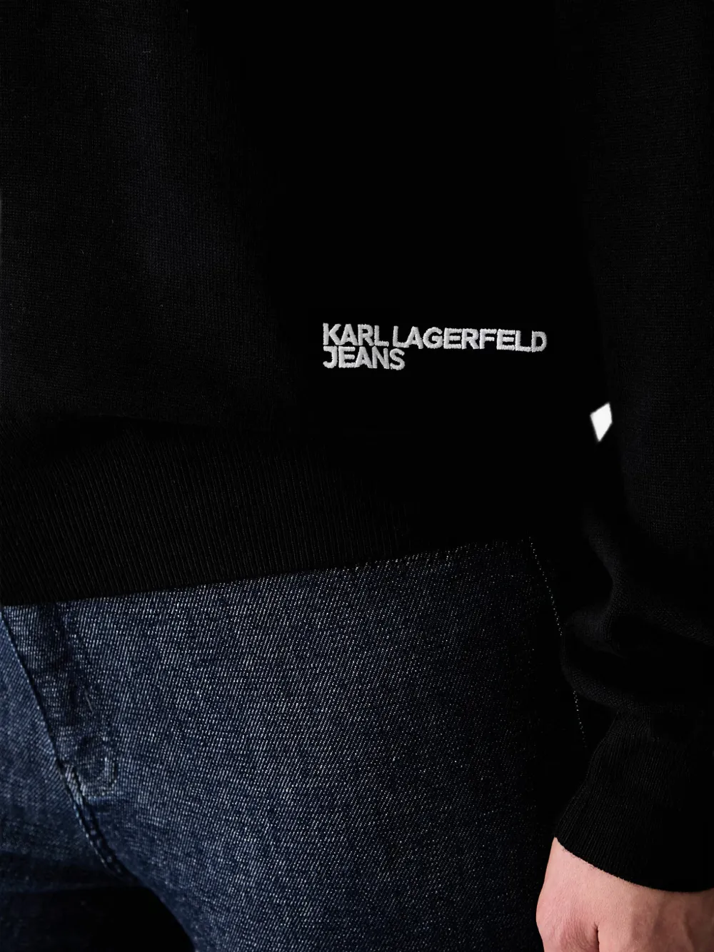 Karl Lagerfeld Jeans Sweater met geborduurd logo Zwart