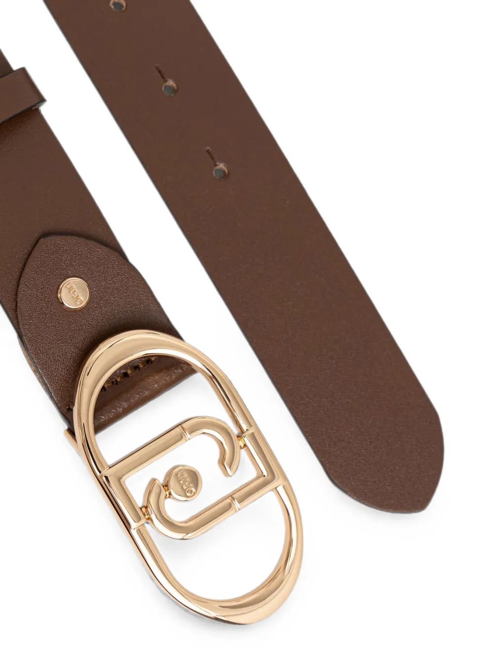 LIU JO Leren riem met logoplakkaat Bruin