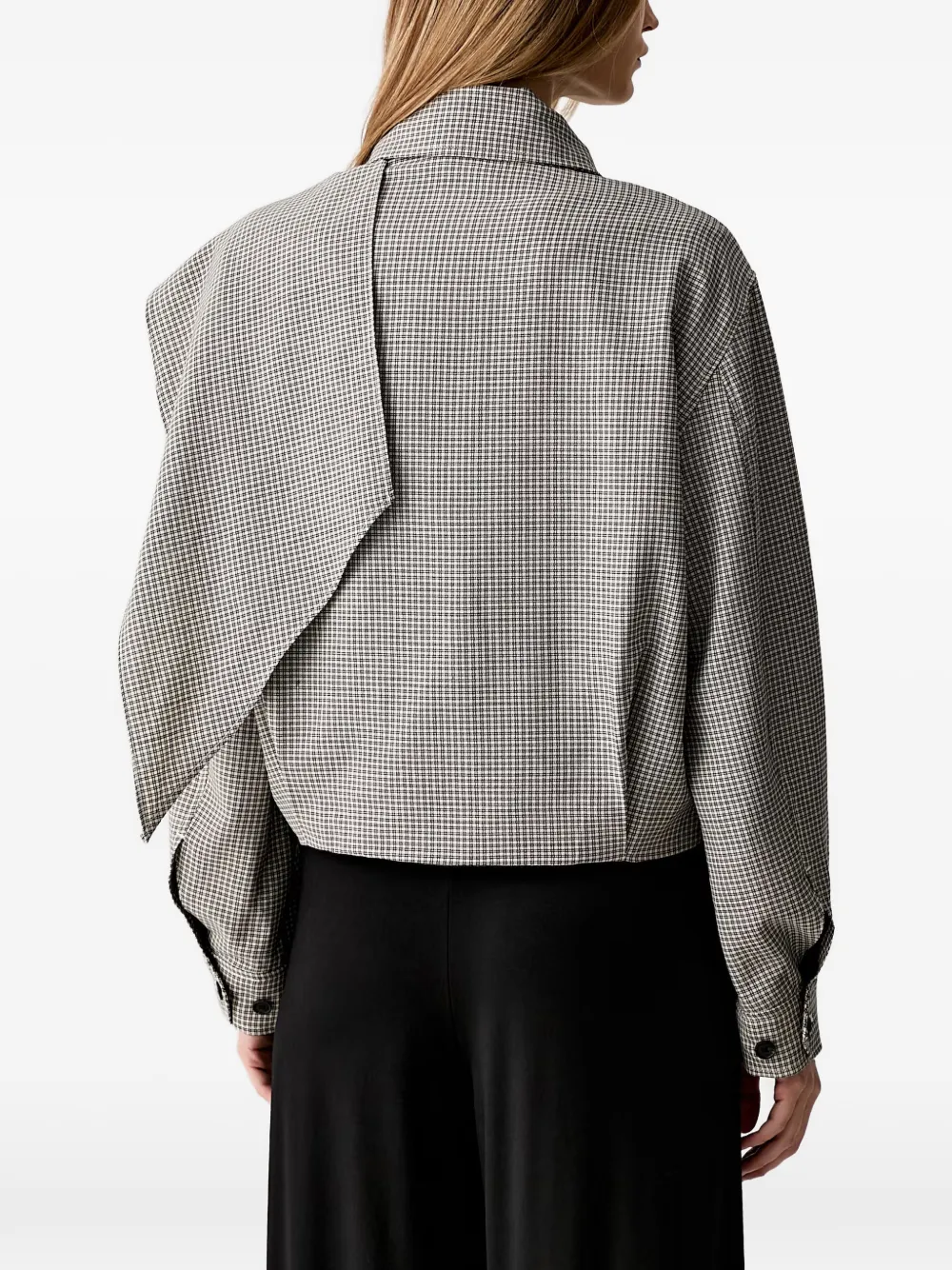 Rag & Bone Check-pattern Draped-panel Jacket In Gray