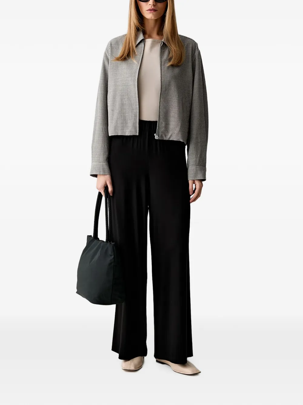 Rag & Bone Check-pattern Draped-panel Jacket In Gray