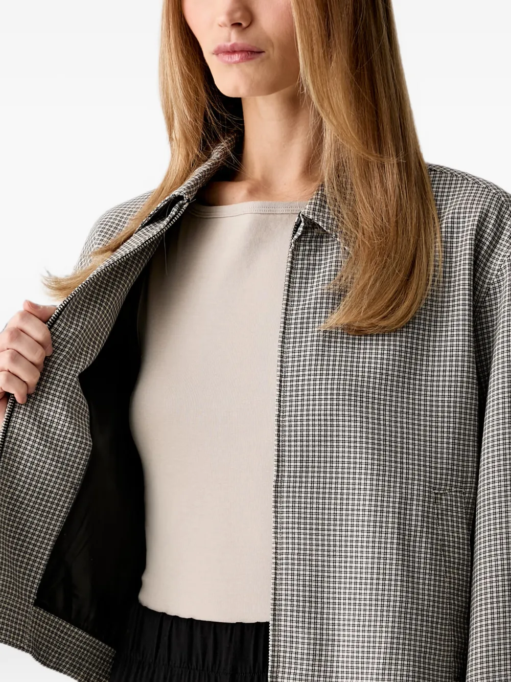 Rag & Bone Check-pattern Draped-panel Jacket In Gray