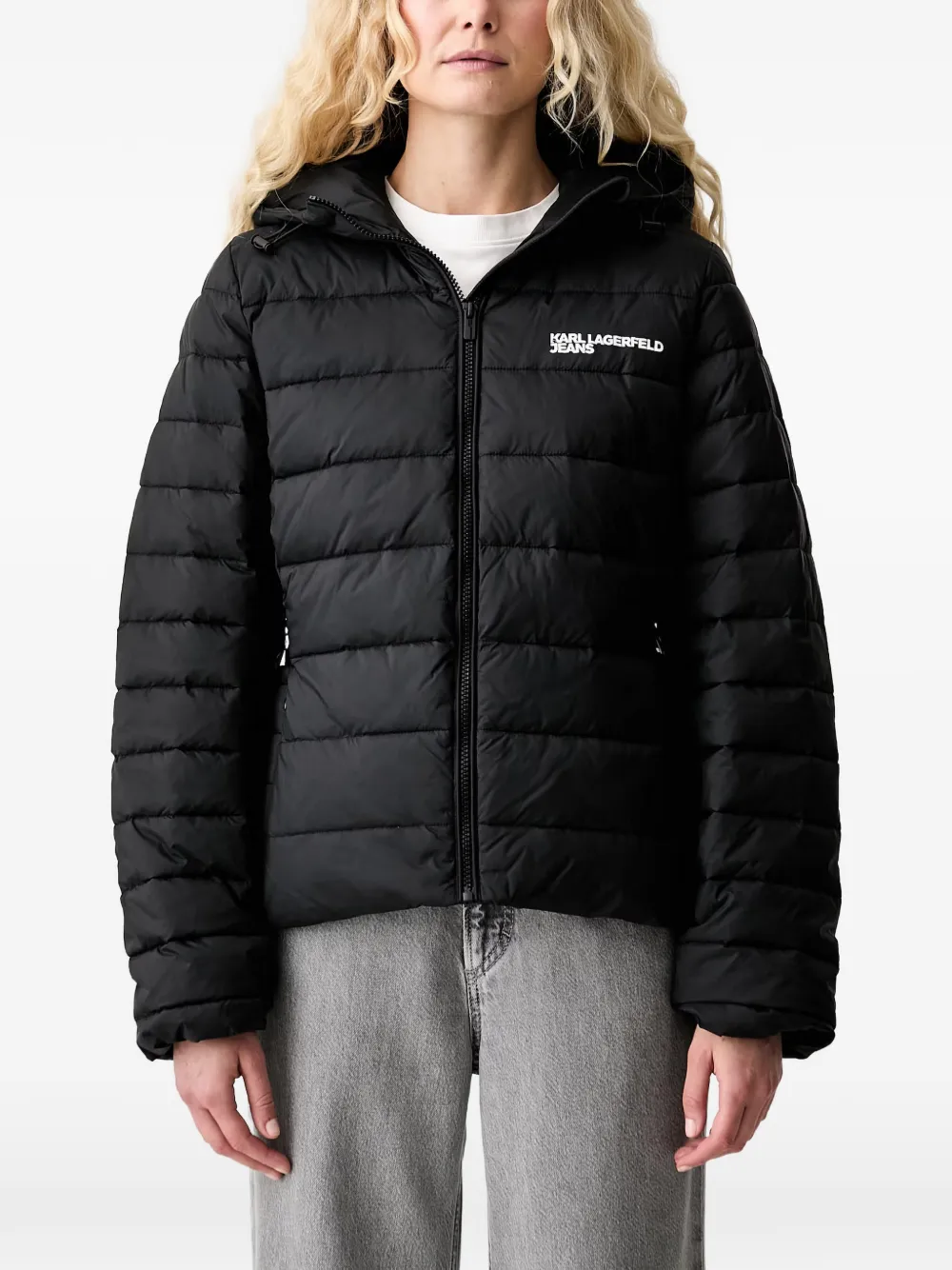 Karl Lagerfeld Jeans hooded quilted jacket - Nero