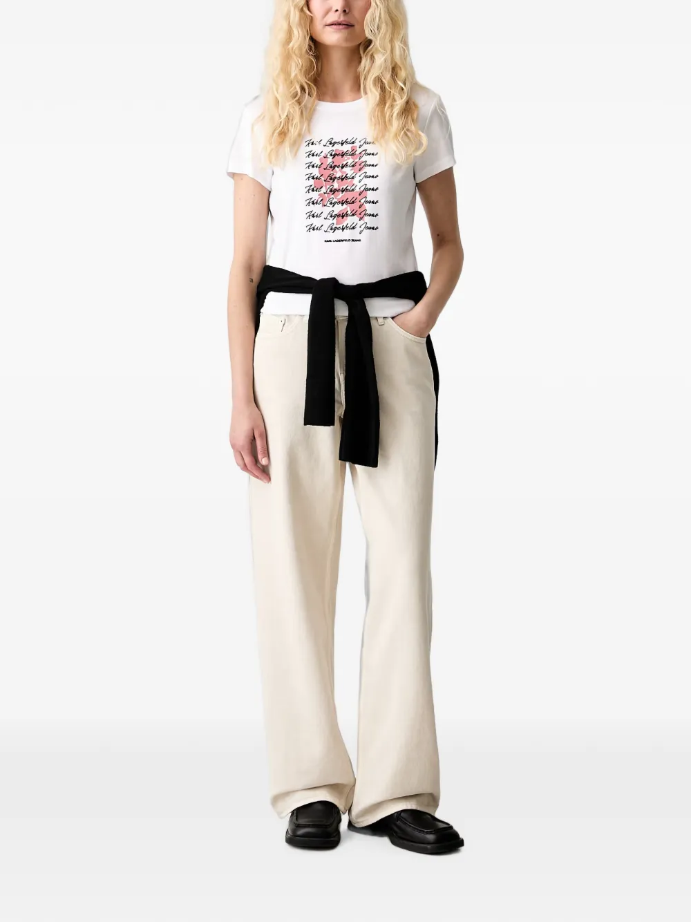 Karl Lagerfeld Jeans T-shirt met logoprint Wit