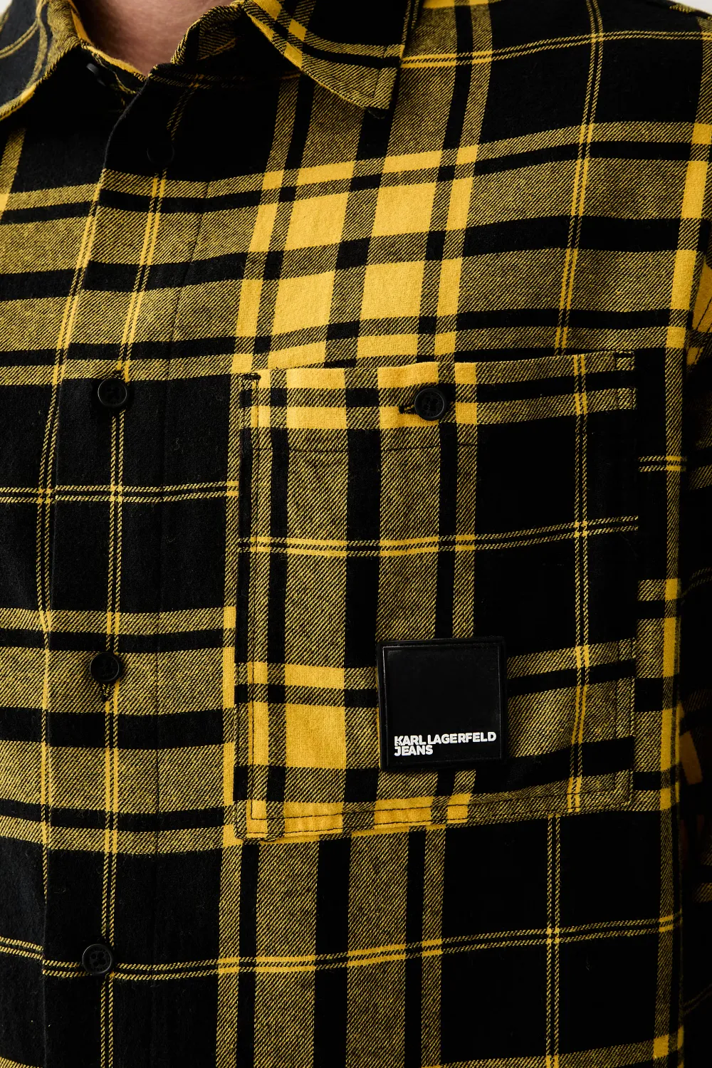 Karl Lagerfeld Jeans Geruit overhemd met opgestikt detail Geel