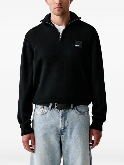 Karl Lagerfeld Jeans quarter-zip logo-patch sweater