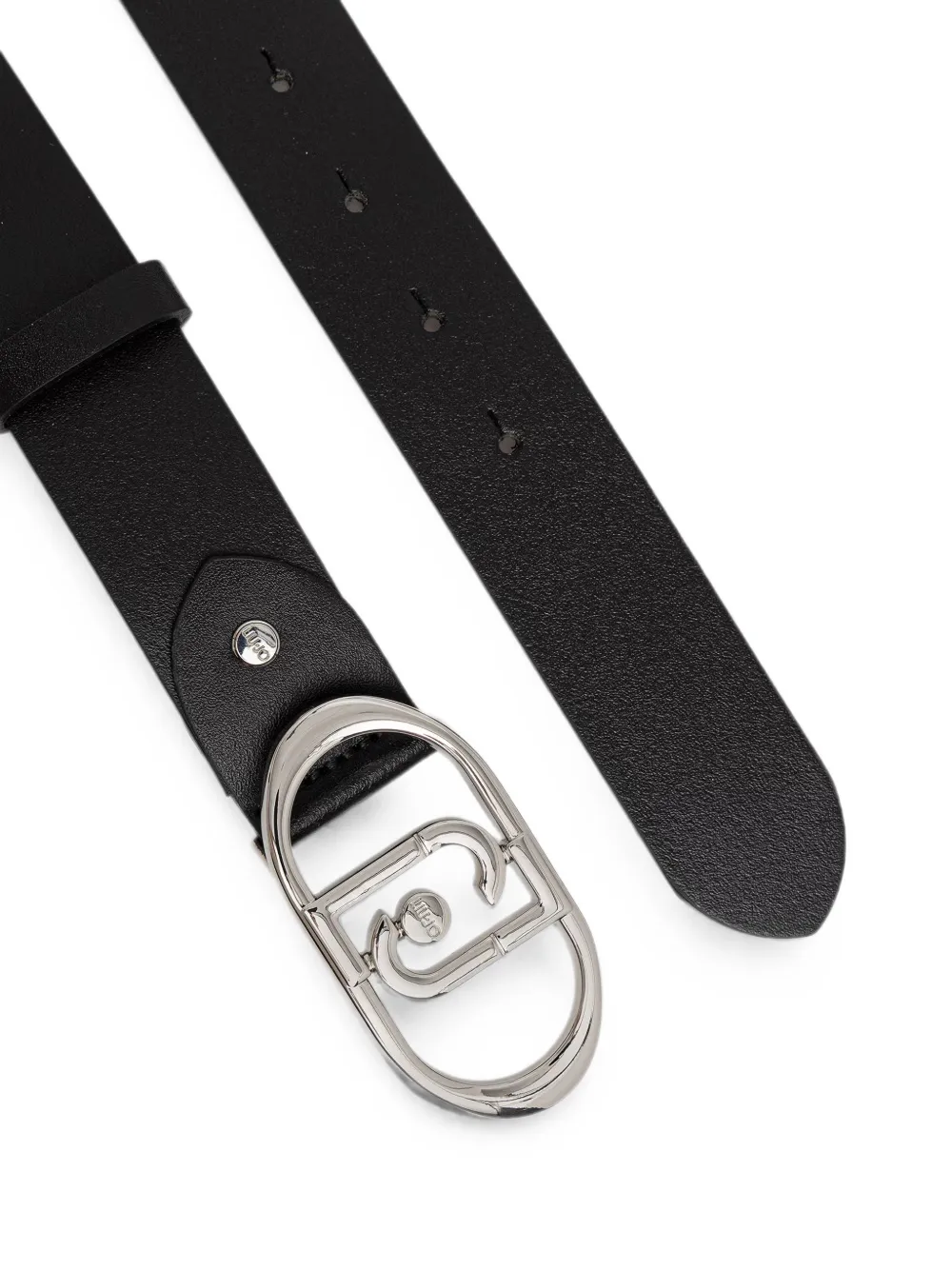 LIU JO Leren riem met logoplakkaat Zwart