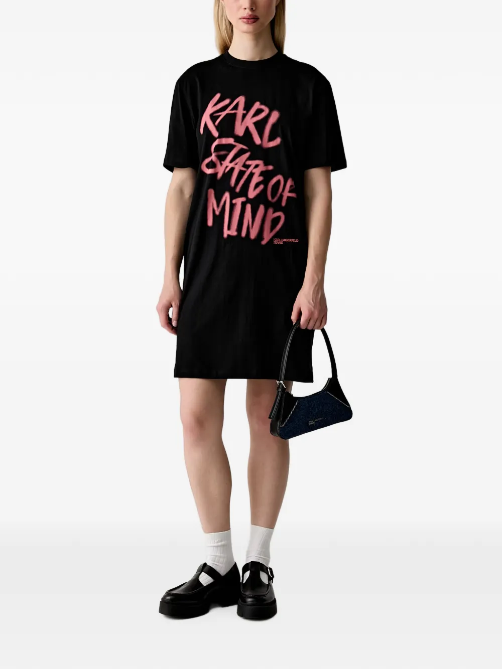 Karl Lagerfeld Jeans T-shirtjurk met tekst Zwart