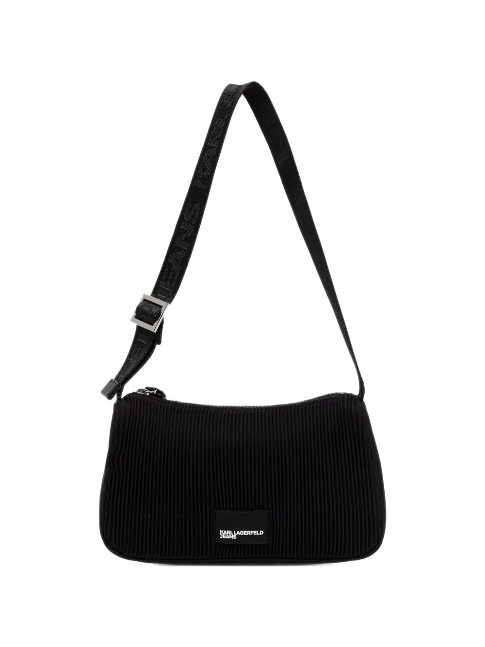 Karl Lagerfeld Jeans logo-patch plissé shoulder bag - Nero