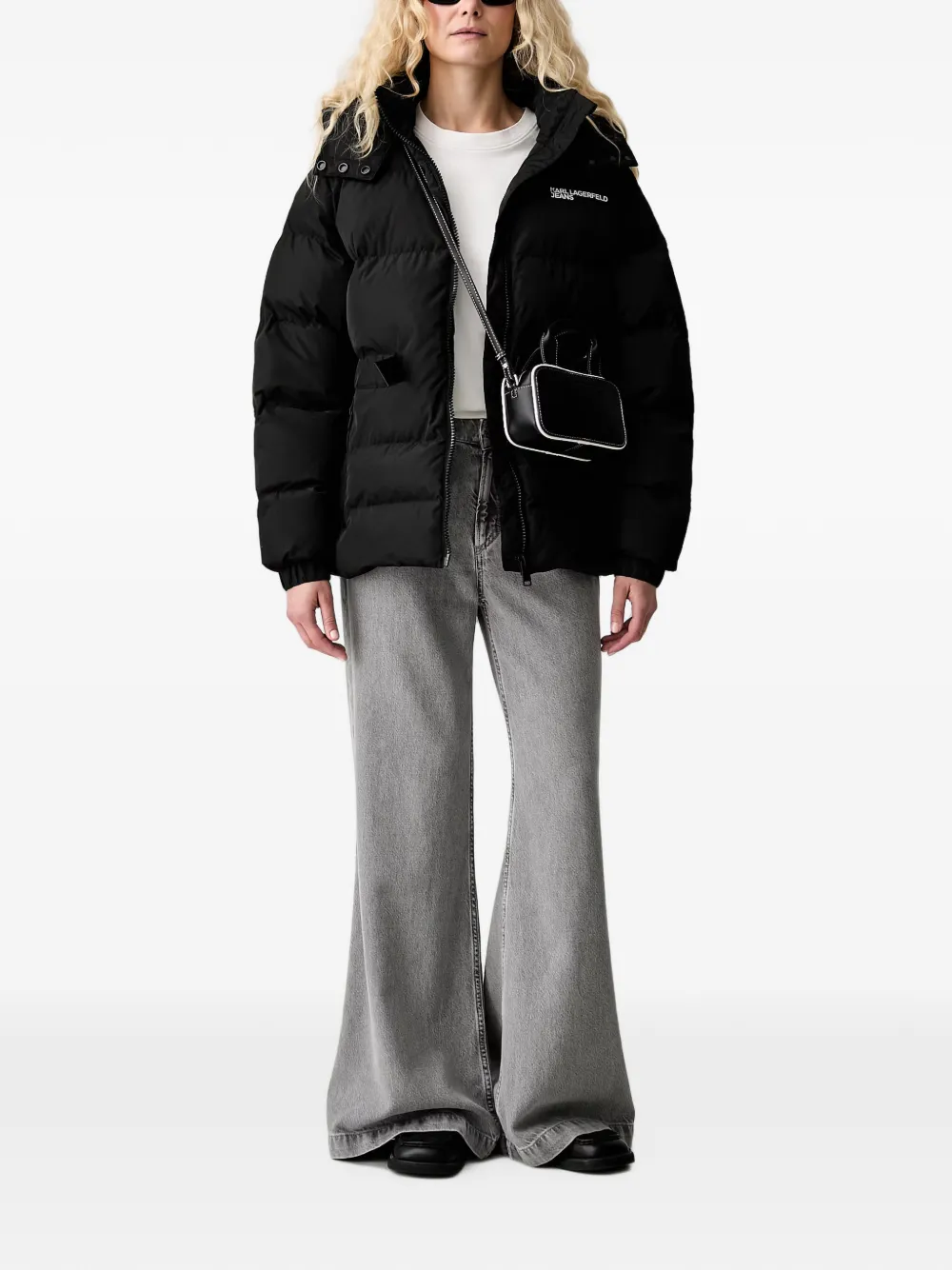 Karl Lagerfeld Jeans Donsjack met ceintuur Zwart