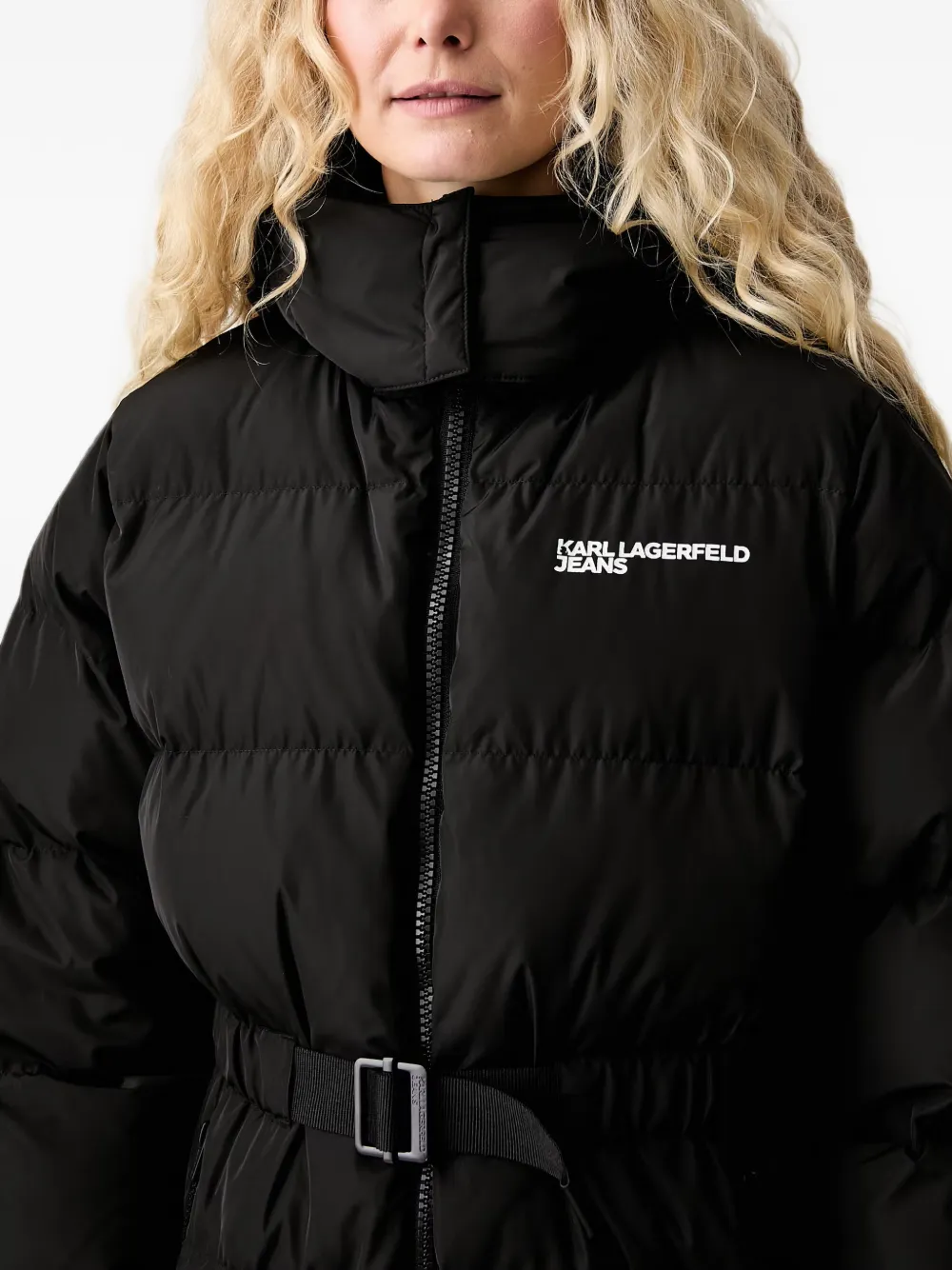 Karl Lagerfeld Jeans Donsjack met ceintuur Zwart