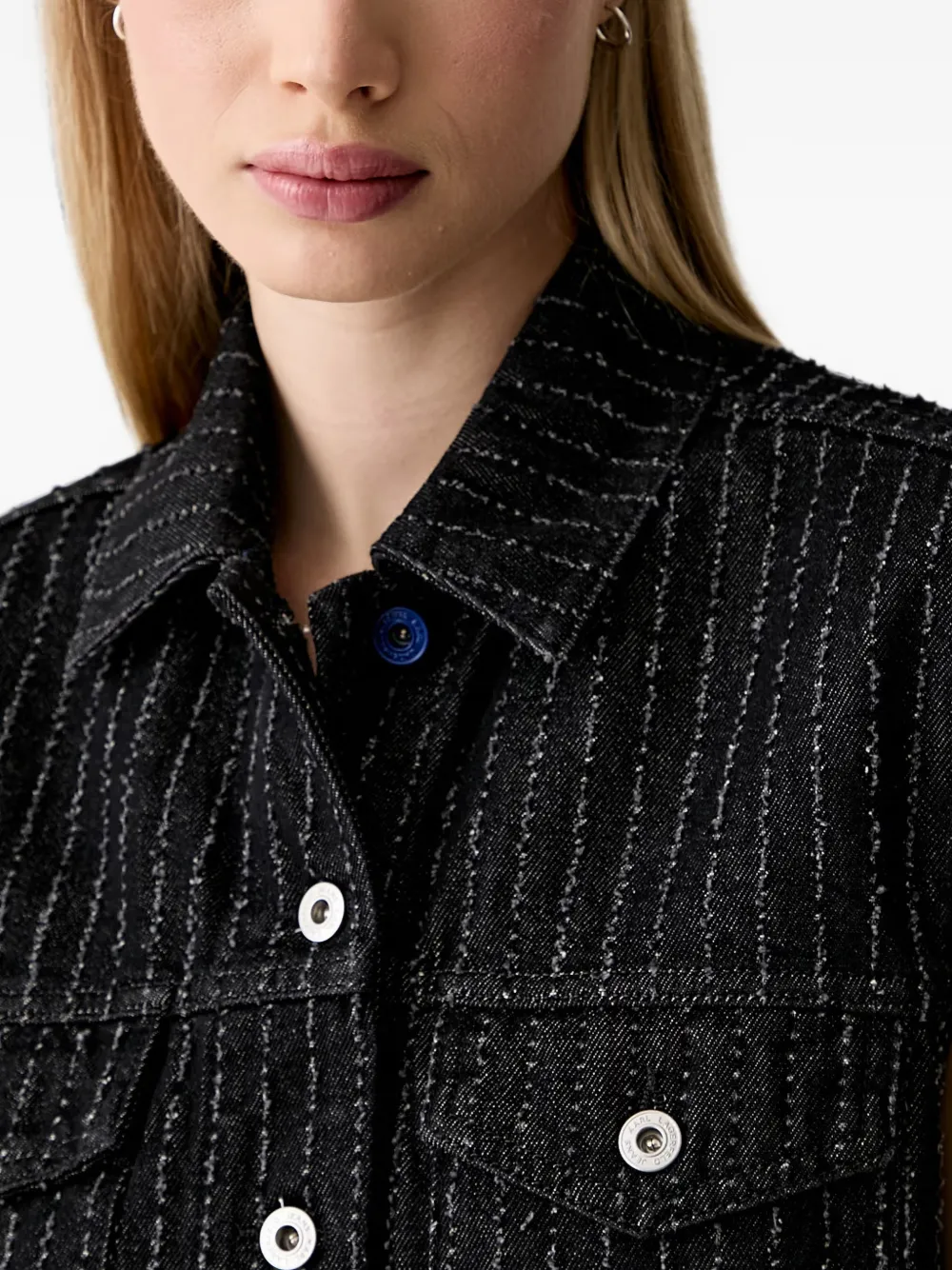Karl Lagerfeld Jeans Mouwloos jack met krijtstreep-patroon Zwart