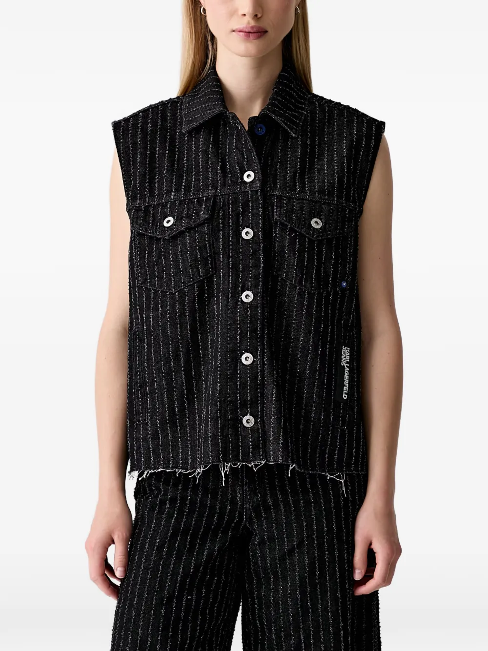 Karl Lagerfeld Jeans pinstripe-pattern sleeveless jacket