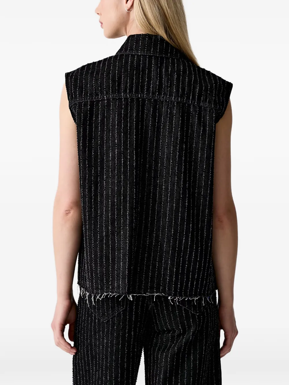 Karl Lagerfeld Jeans Mouwloos jack met krijtstreep-patroon Zwart
