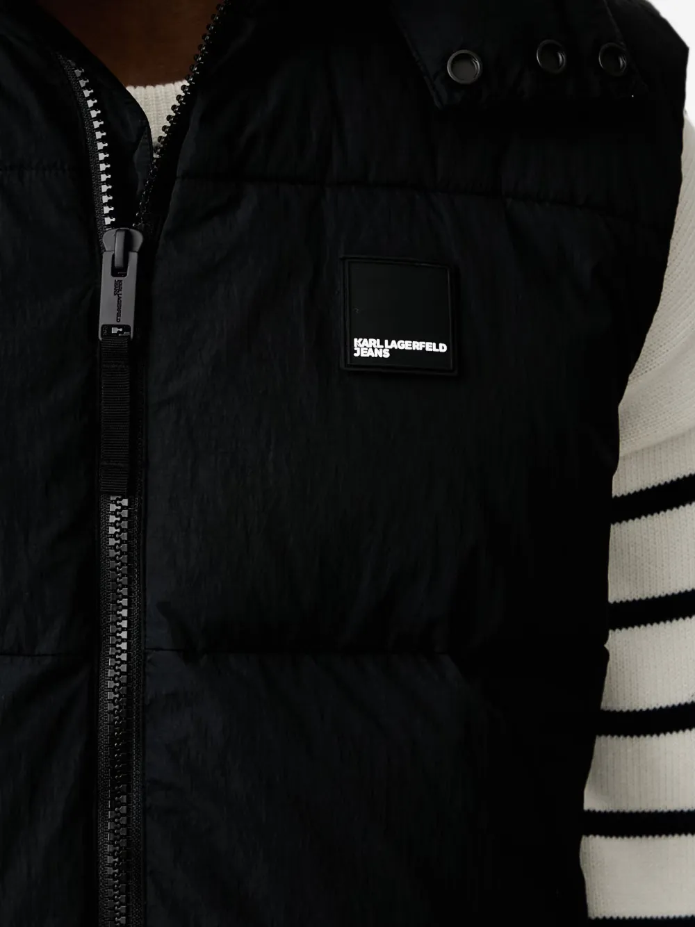 Karl Lagerfeld Jeans hooded quilted gilet Zwart