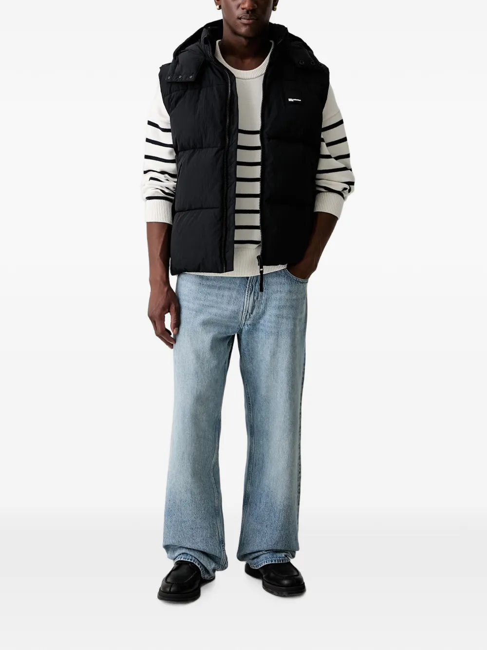 Karl Lagerfeld Jeans hooded quilted gilet Zwart