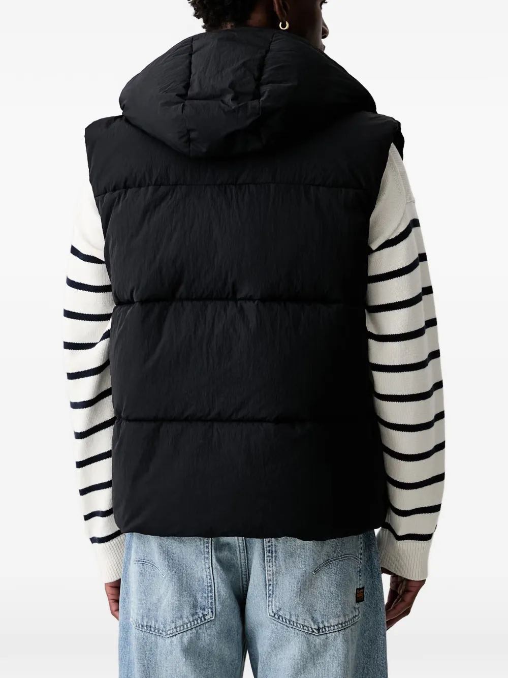 Karl Lagerfeld Jeans hooded quilted gilet Zwart