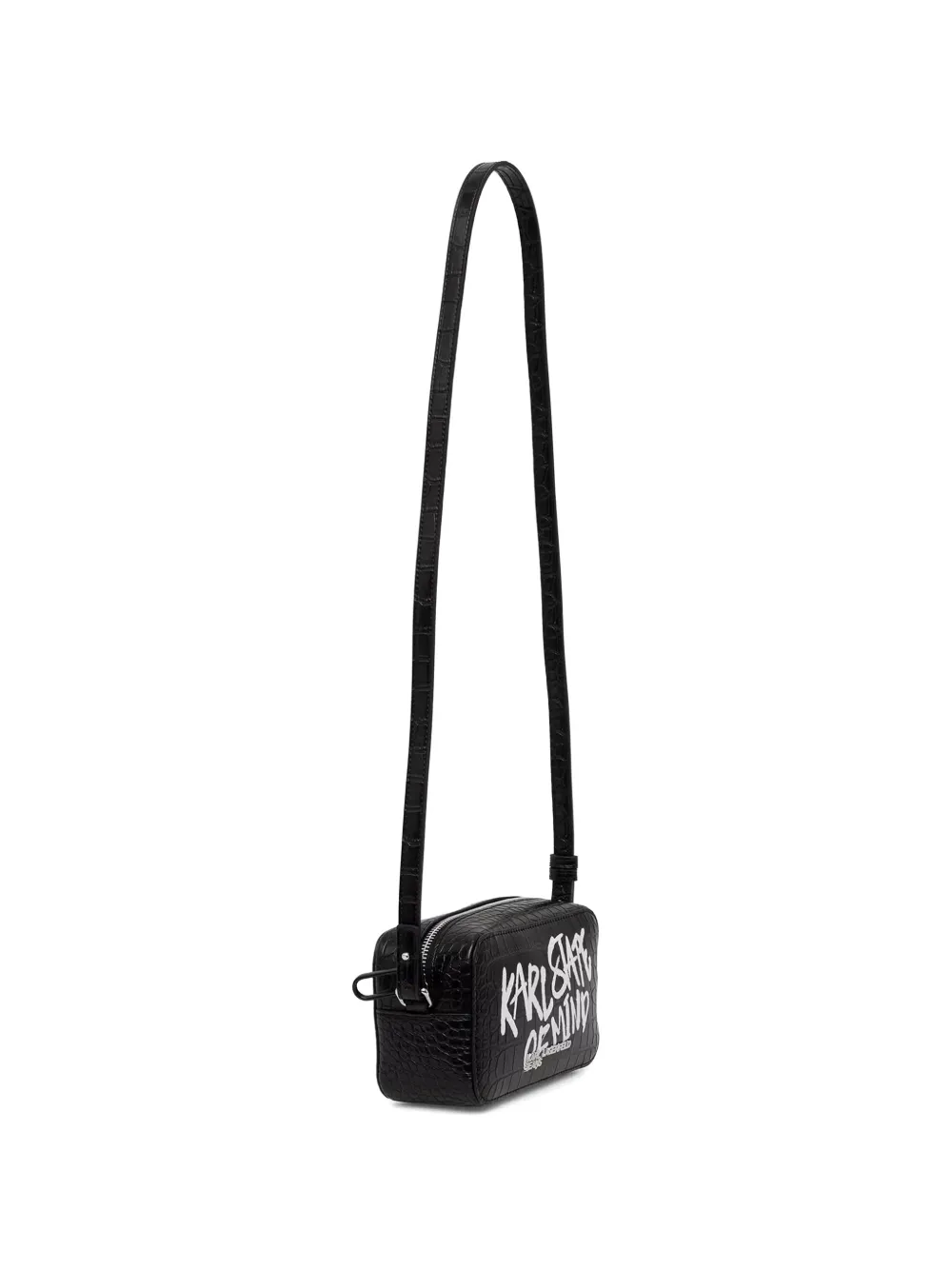 Karl Lagerfeld Jeans croc-effect logo-print shoulder bag Zwart