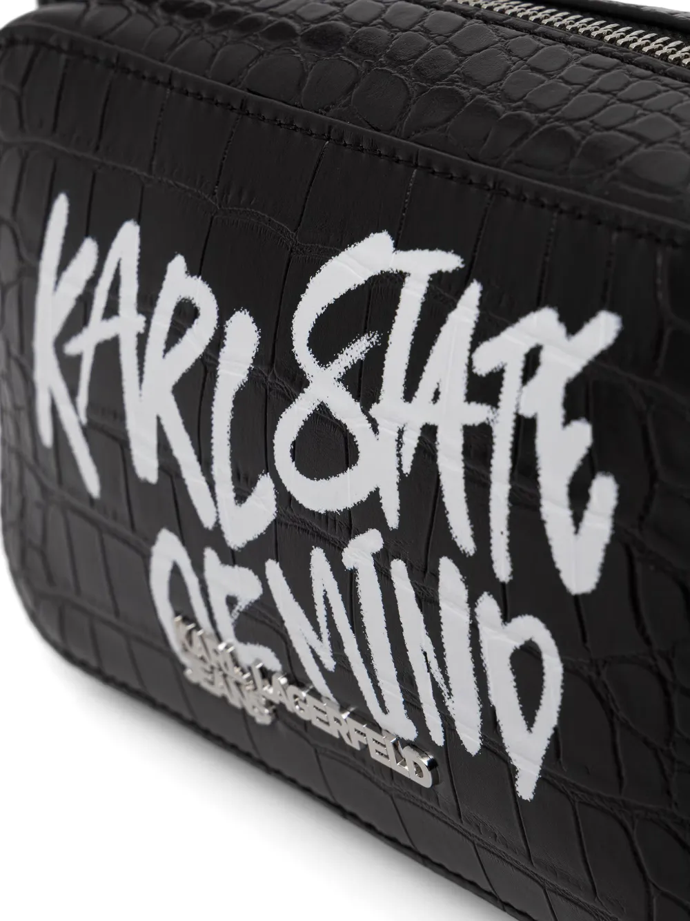 Karl Lagerfeld Jeans croc-effect logo-print shoulder bag Zwart
