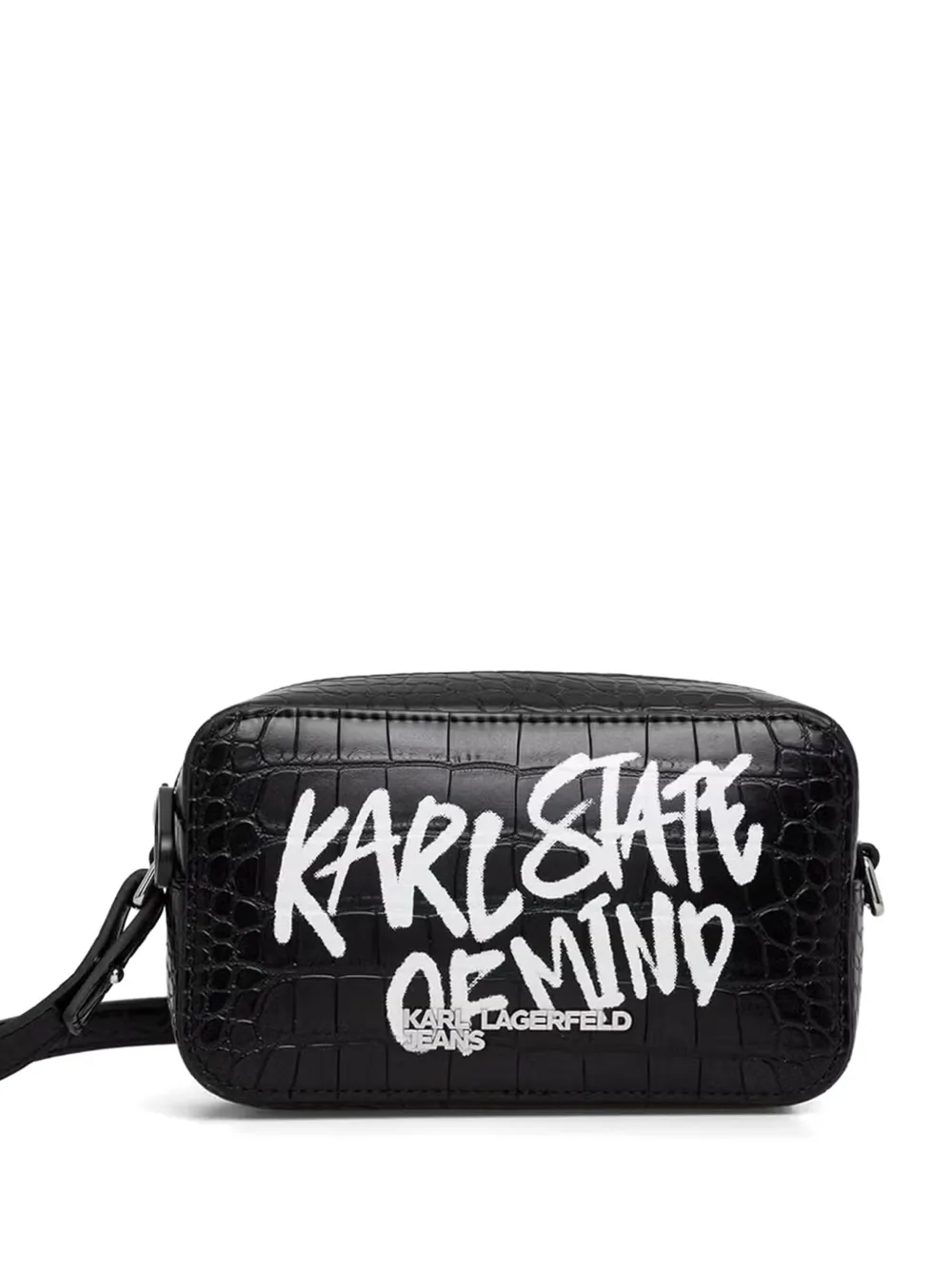 Karl Lagerfeld Jeans croc-effect logo-print shoulder bag - Nero