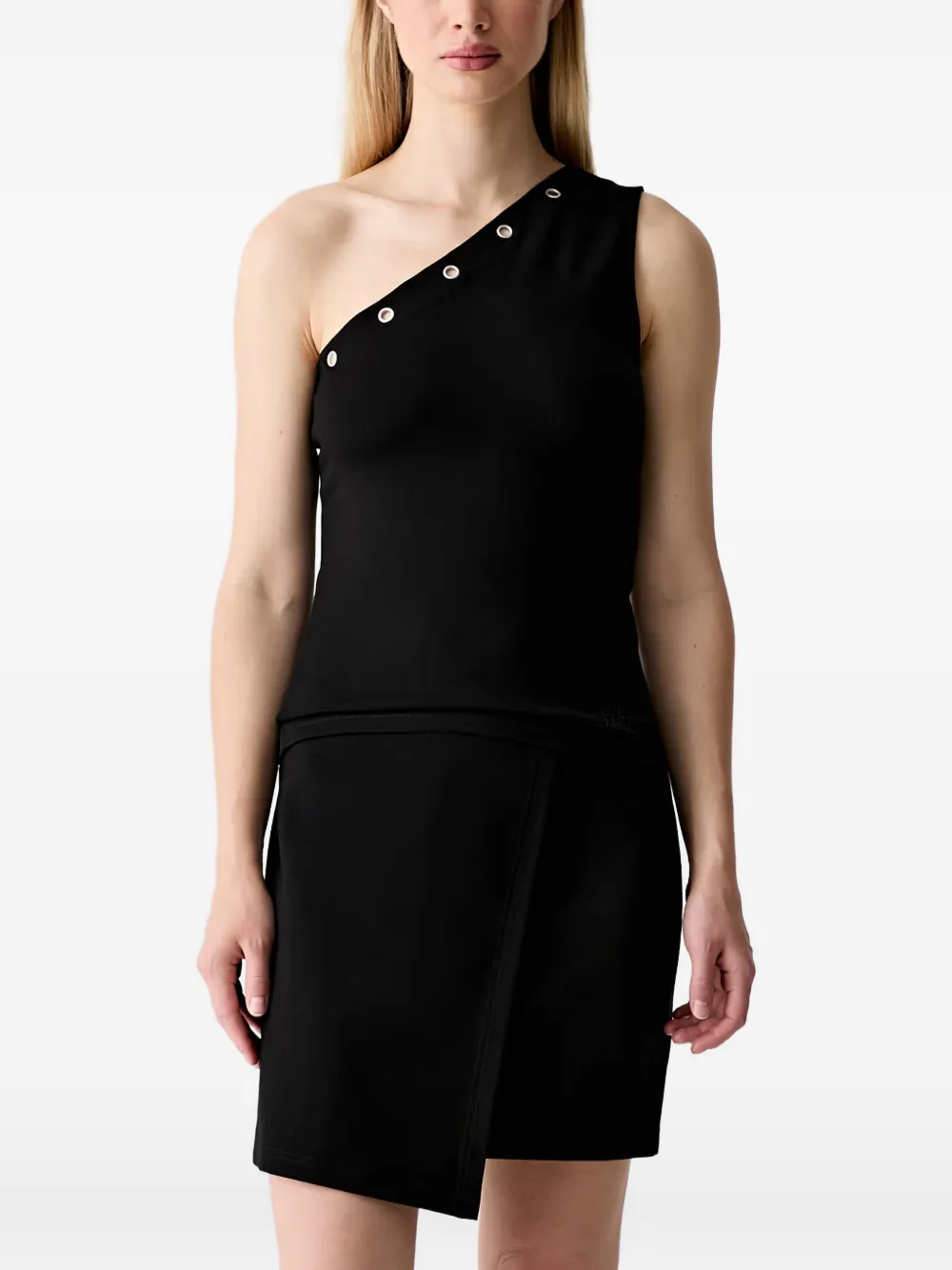Karl Lagerfeld Jeans eyelet-embellished one-shoulder top - Nero