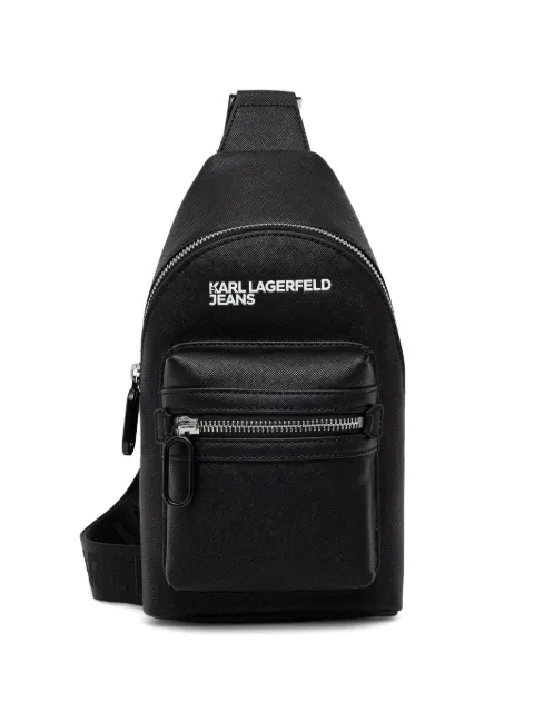 Karl Lagerfeld Jeans mochila con cierre y logo estampado