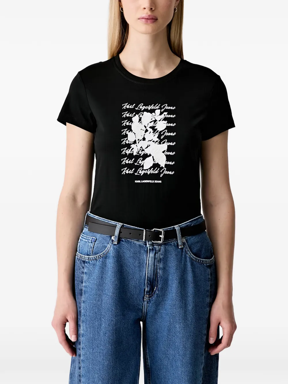 Karl Lagerfeld T-Shirt mit grafischem Print - Schwarz