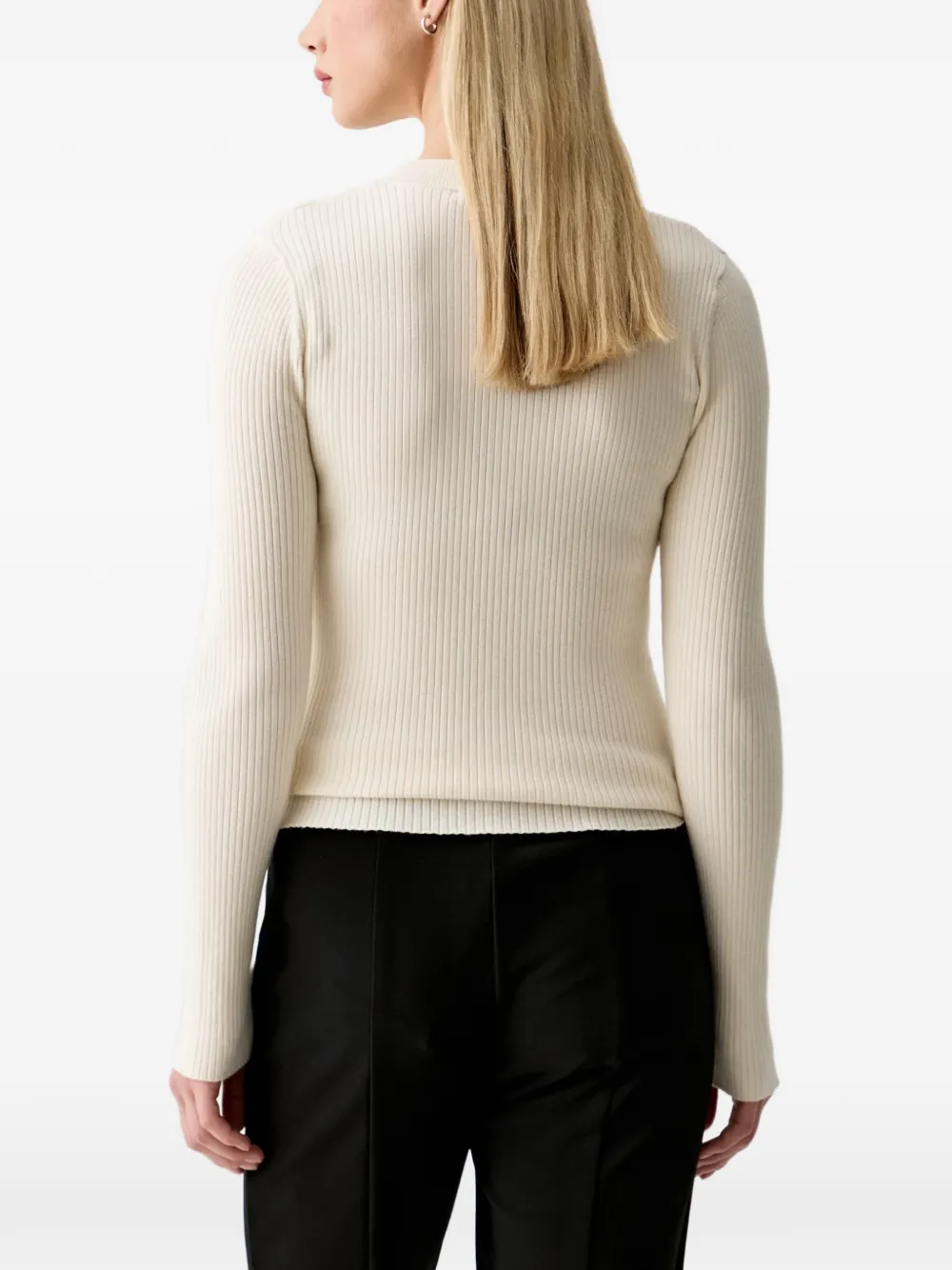 Karl Lagerfeld Jeans Geribbelde trui met veters Beige