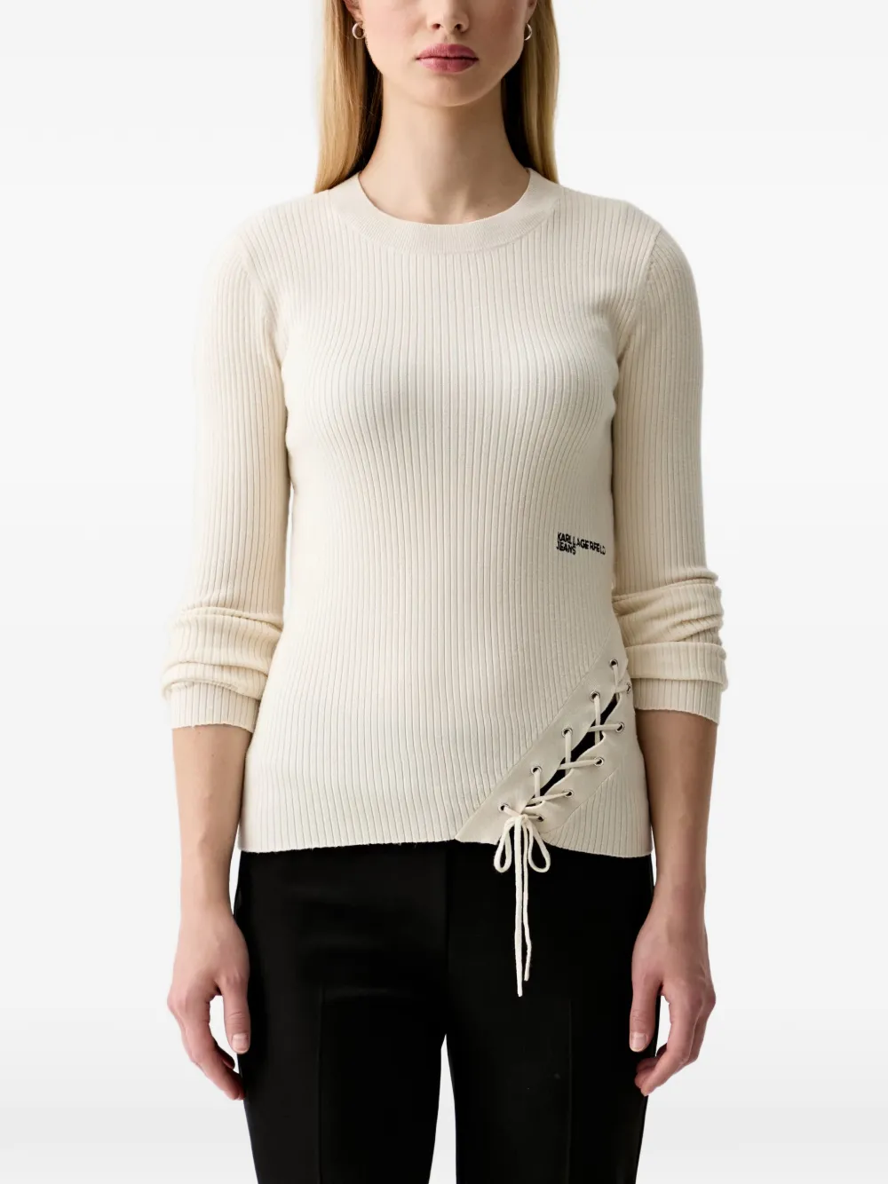 Karl Lagerfeld Jeans lace-up ribbed sweater - Toni neutri