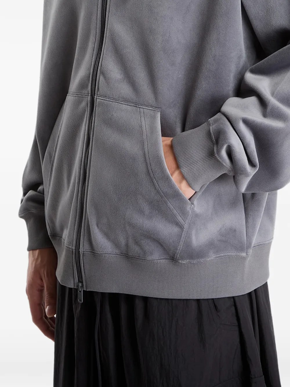 Y-3 Fluwelen jack met trekkoord en capuchon Grijs