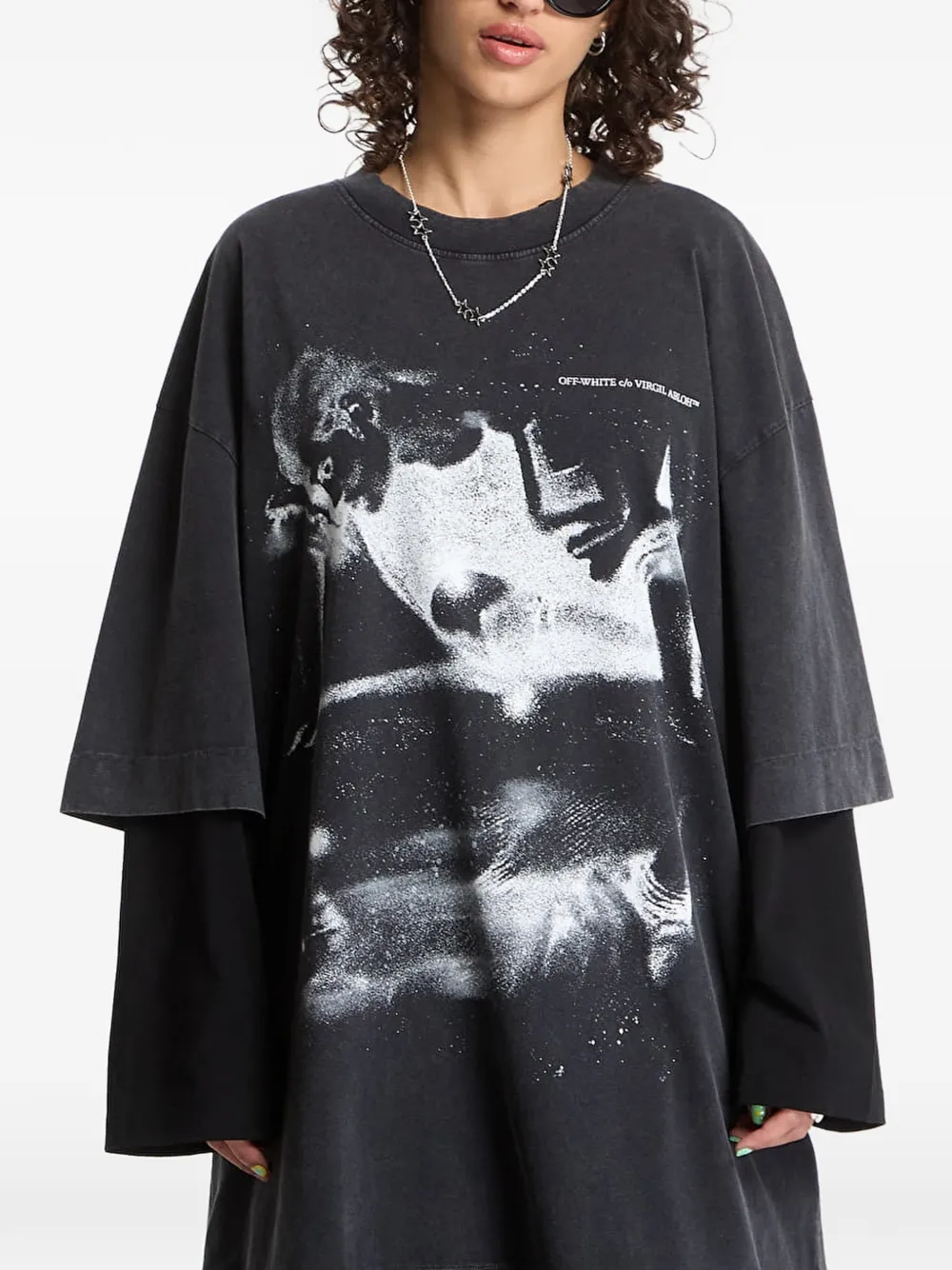 Off-White Mini-jurk met grafische print Zwart