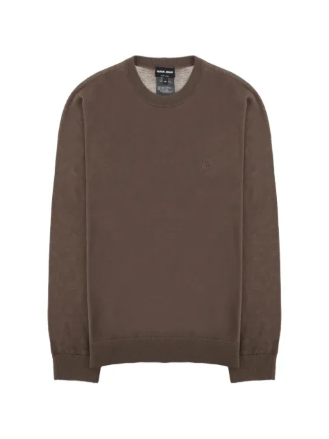 Giorgio Armani logo-embroidered virgin wool sweater
