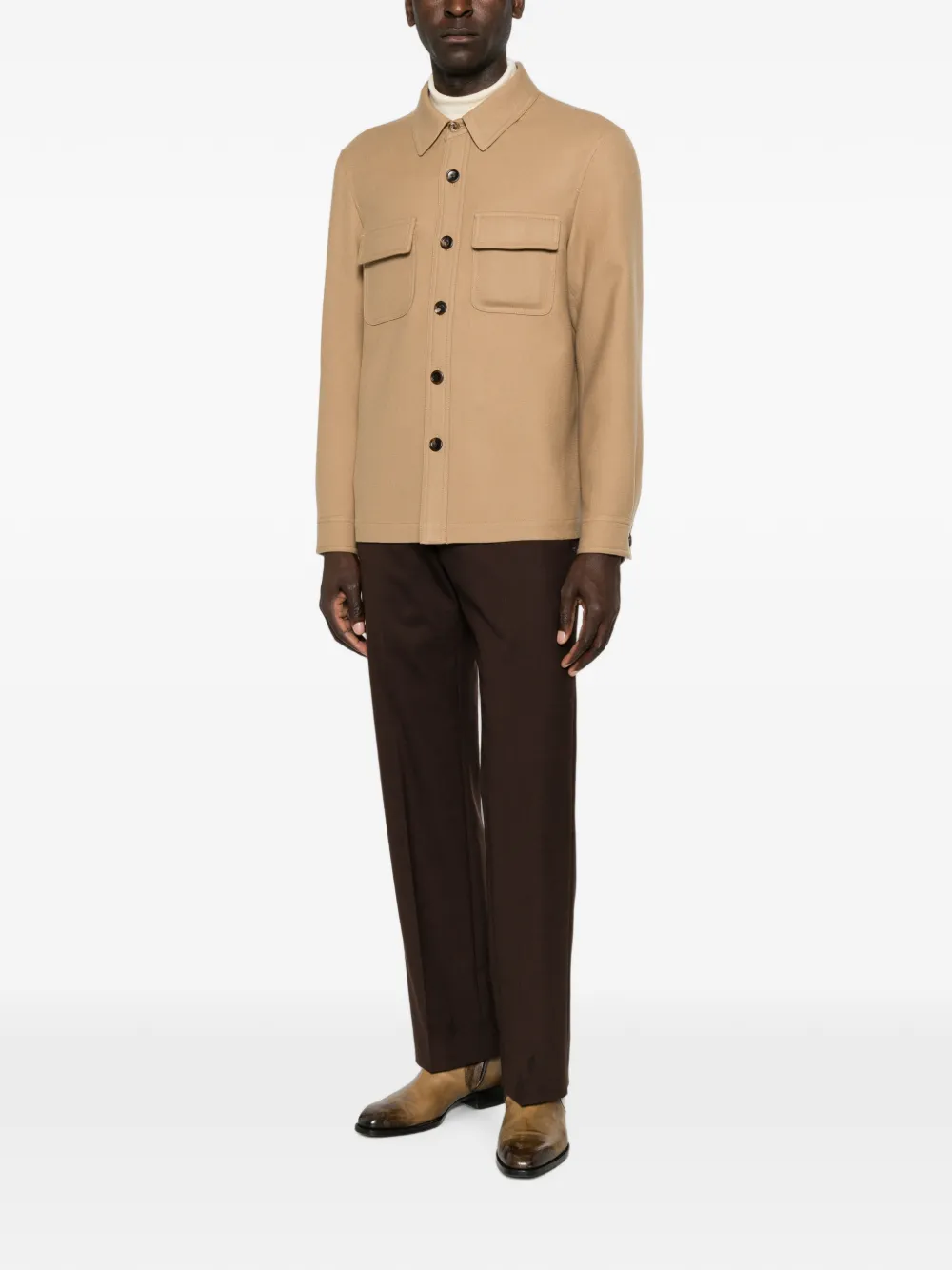 TOM FORD Button-up shirtjack met borstzak Bruin