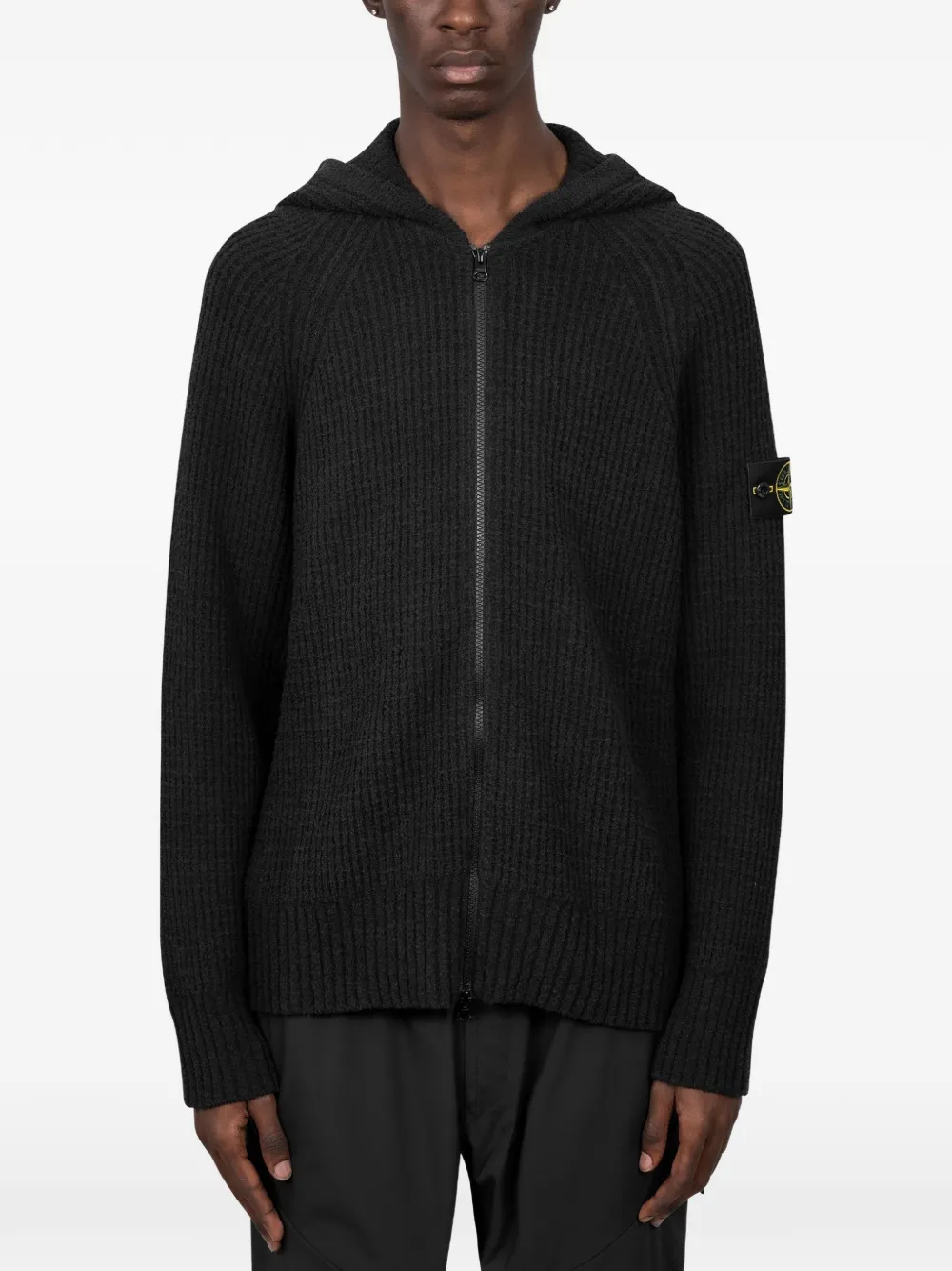 Stone Island 5100005 full rib cotton bouclé jumper - Black