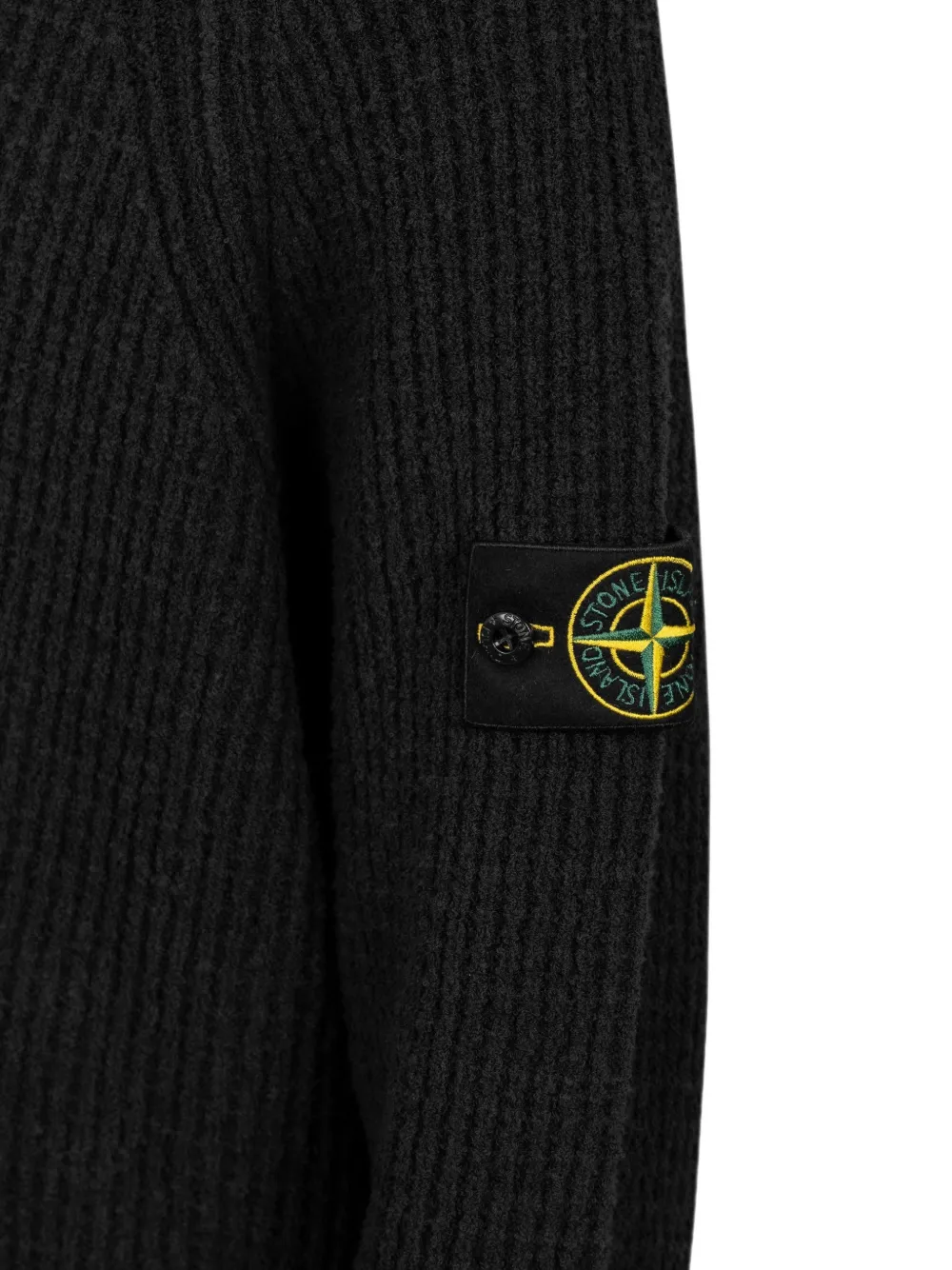 Stone Island 5100005 geribbelde katoenen bouclé trui Zwart