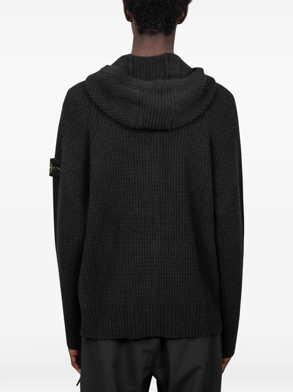 Stone Island 5100005 geribbelde katoenen bouclé trui Zwart