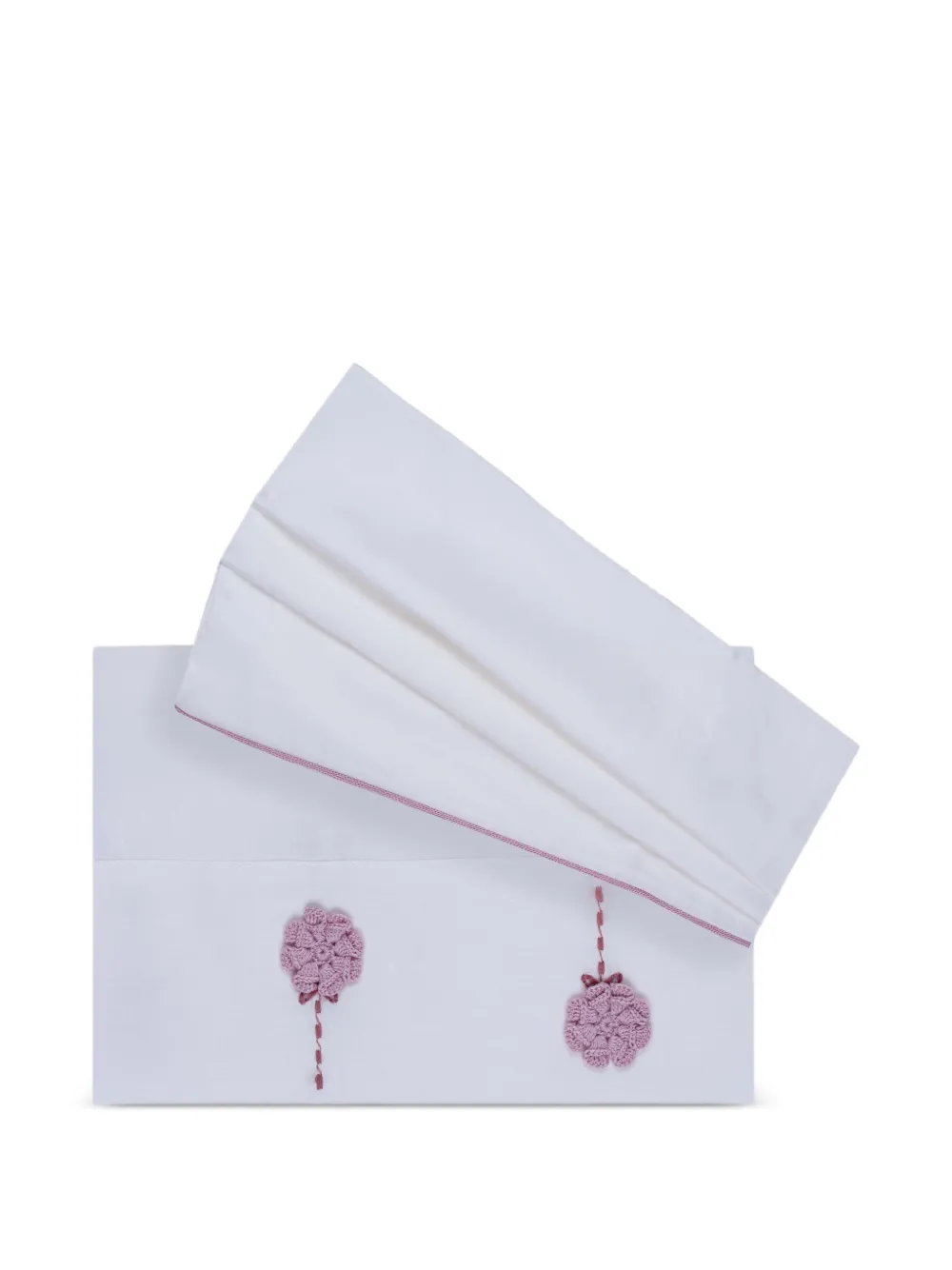 MARLU' couture Lenzuolo all'uncinetto con applicazione a fiori - Bianco