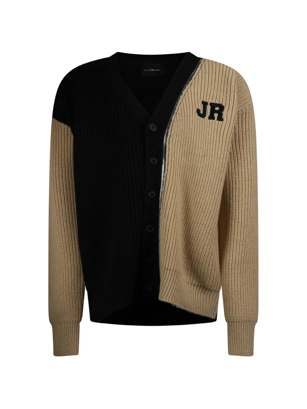 John Richmond Junior ribbed-knit panelled cardigan - Nero