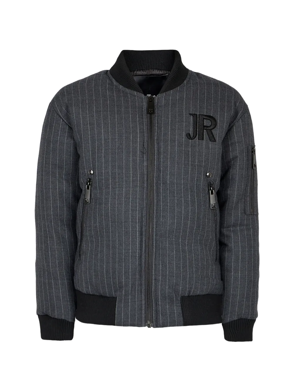 John Richmond Junior veste rayée à logo brodé - Gris John Richmond Junior veste rayée à logo brodé - Gris