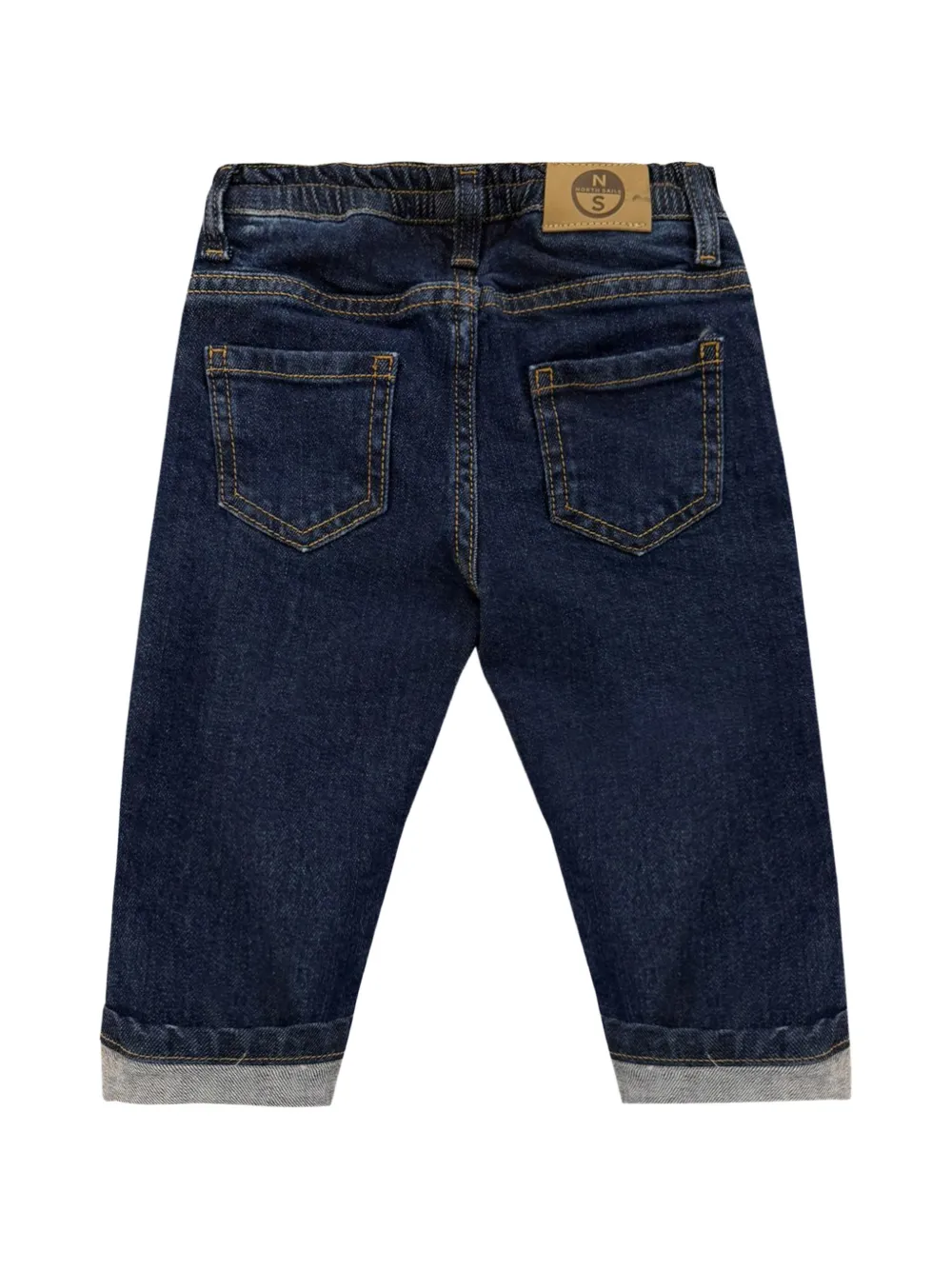 North Sails Kids Jeans met logo-patch en omgeslagen pijpen Blauw