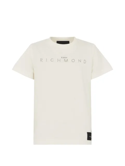 John Richmond Junior T-shirt med rhinstenudsmykning og logotryk