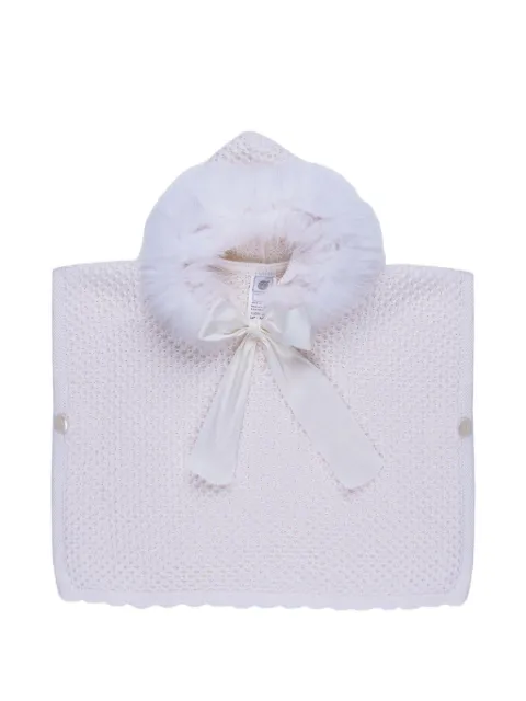 MARLU' couture faux-fur trim bow-detail cape