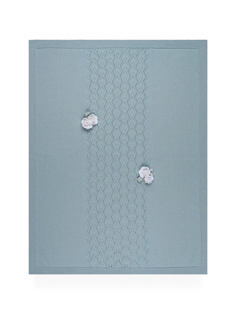 MARLU' couture Schal aus Pointelle-Strick mit Blumenapplikation - Blau