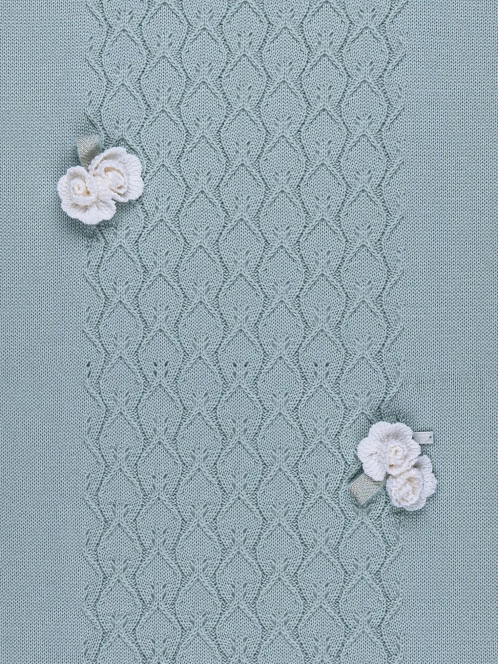 MARLU' couture Pointelle gebreide sjaal met bloemen-applicatie Blauw