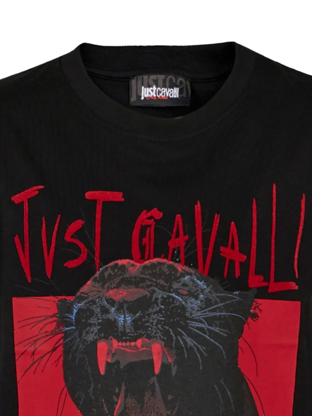 Just Cavalli Kids Katoenen T-shirt met panter-print Zwart