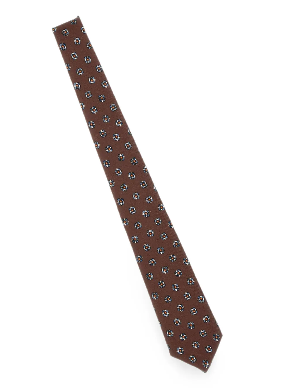 Kiton Stropdas met bloemenprint Bruin