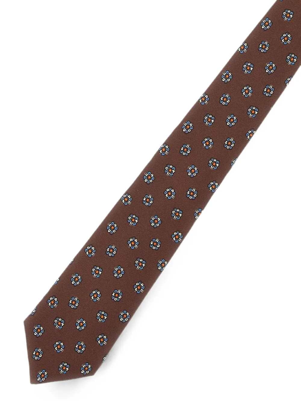 Kiton Stropdas met bloemenprint Bruin