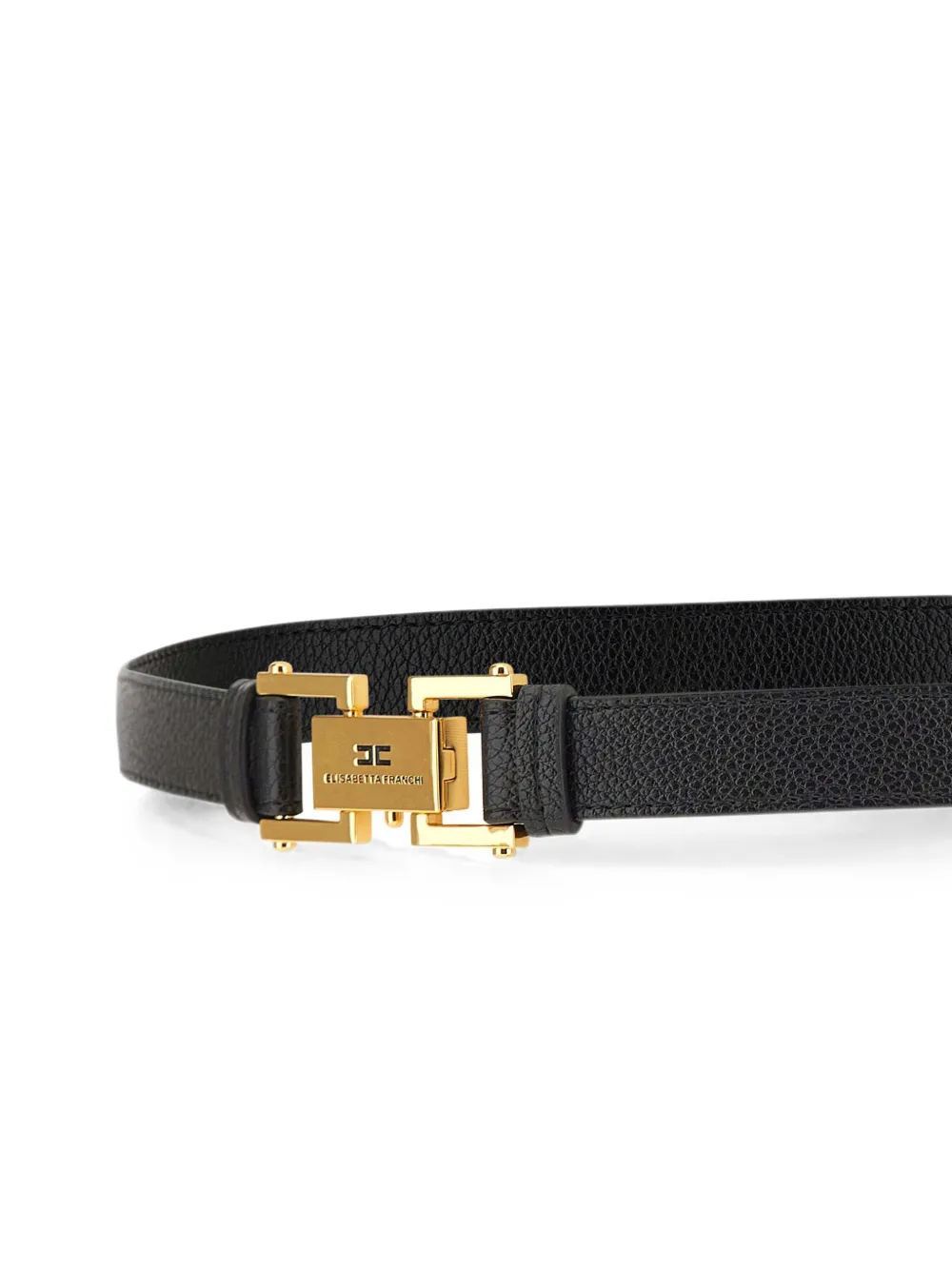 Elisabetta Franchi Leren riem met logogesp Zwart