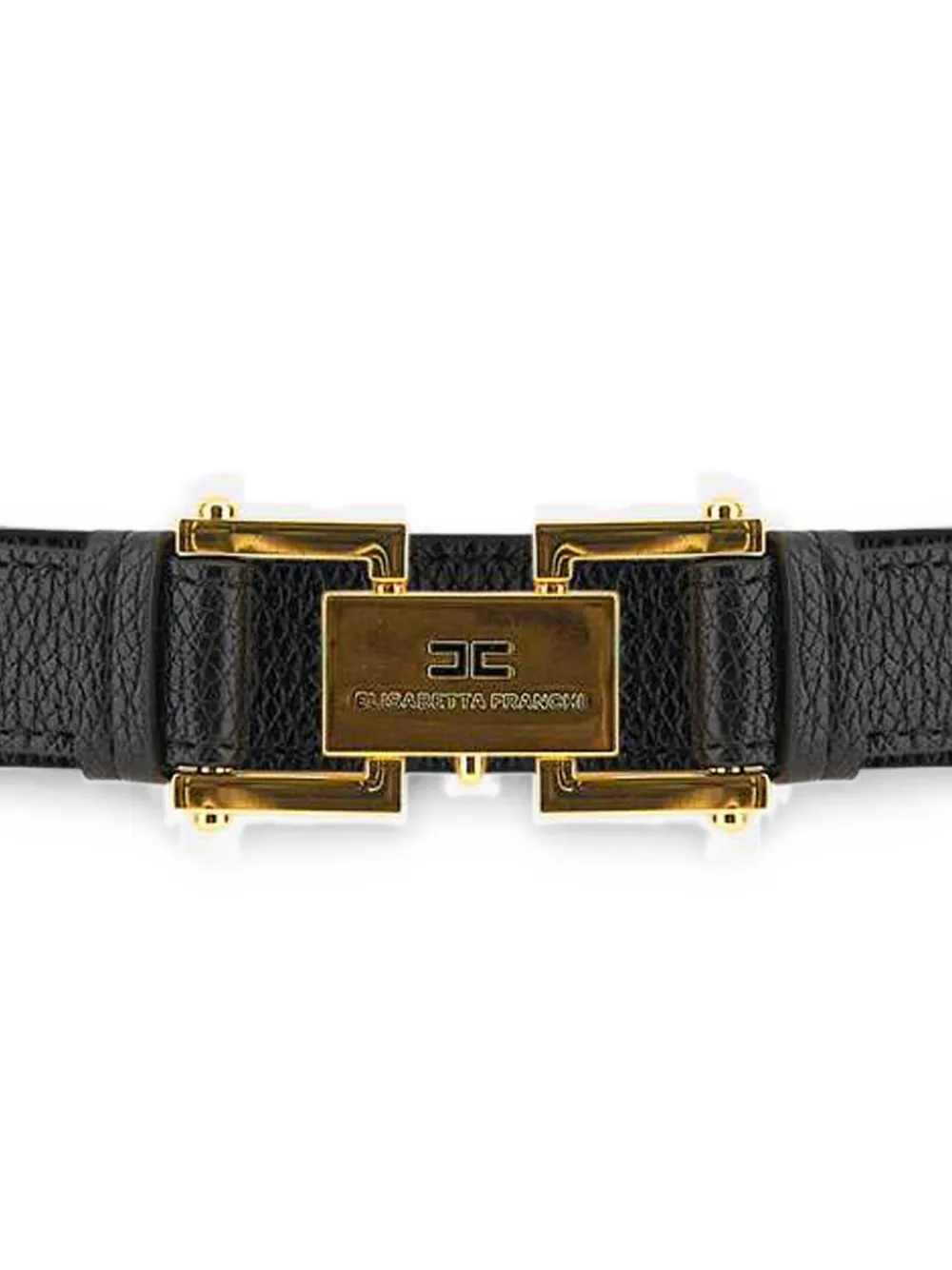 Elisabetta Franchi Leren riem met logogesp Zwart