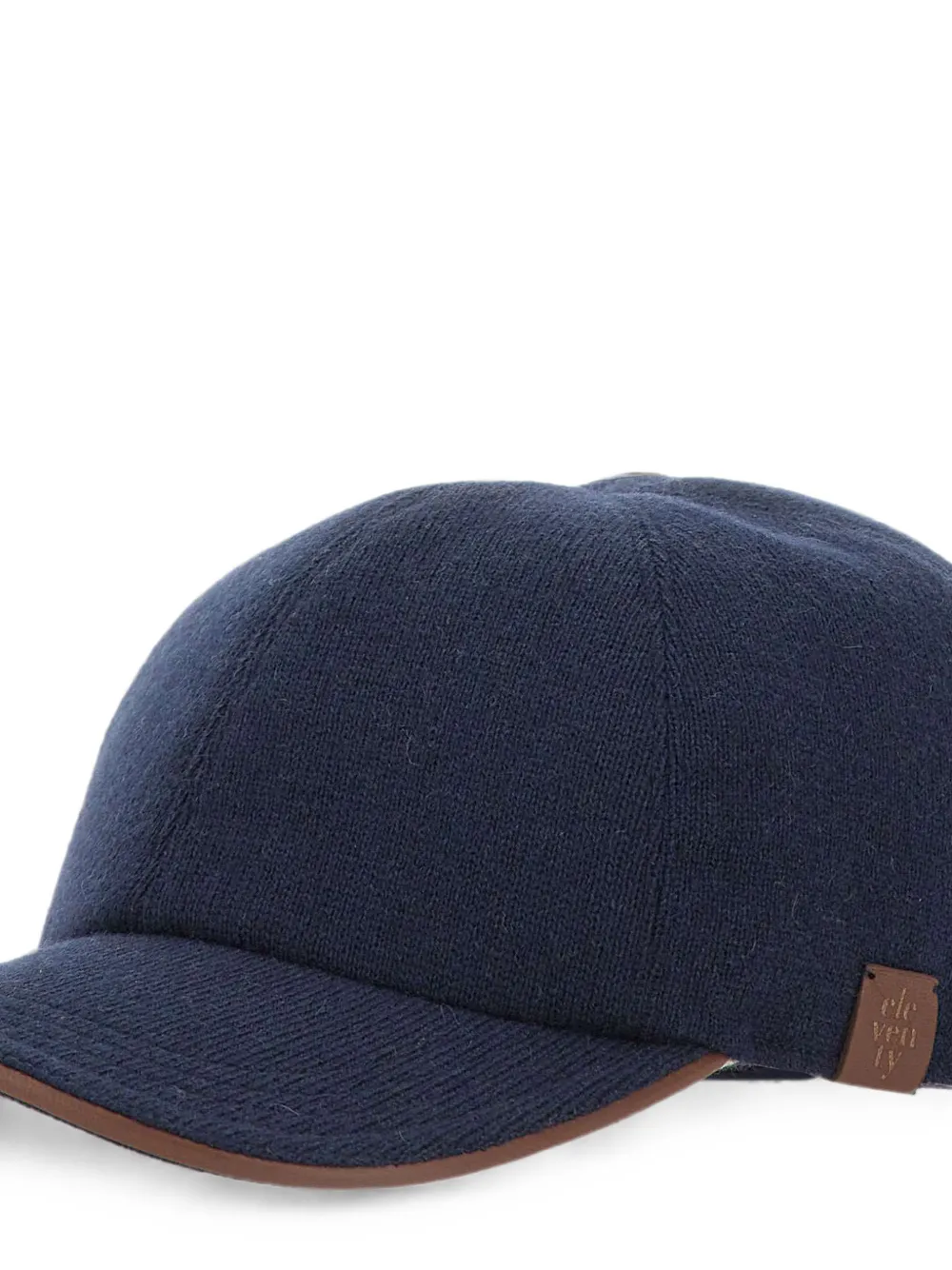 Eleventy Kasjmier honkbalpet met leren afwerking Blauw