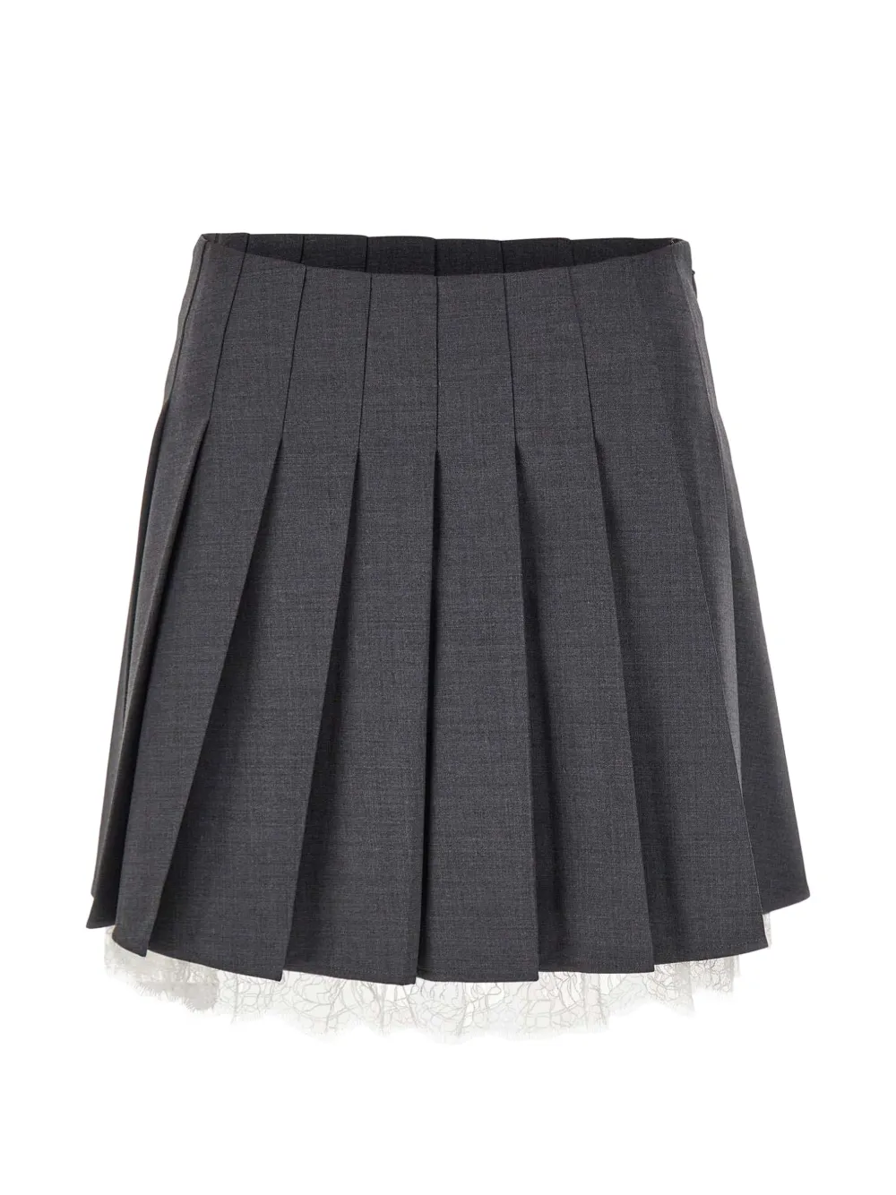 Self-Portrait pleated lace-trim mini skirt - Grigio